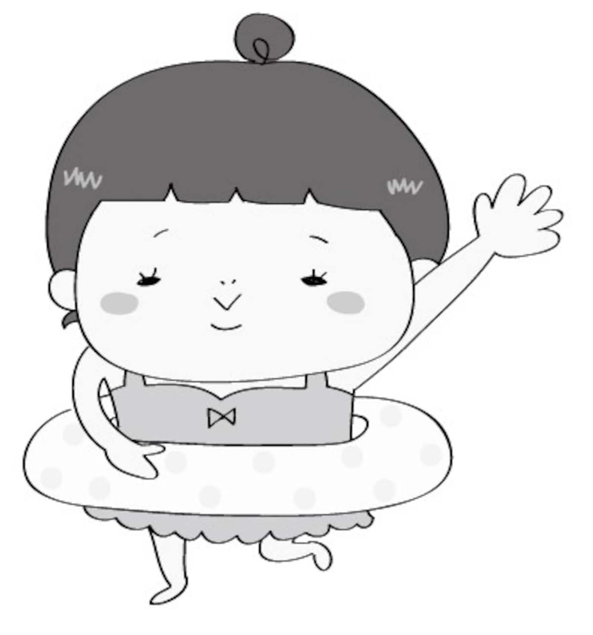 夏　イラスト　かわいい　フリー　無料　水着　女の子　白黒