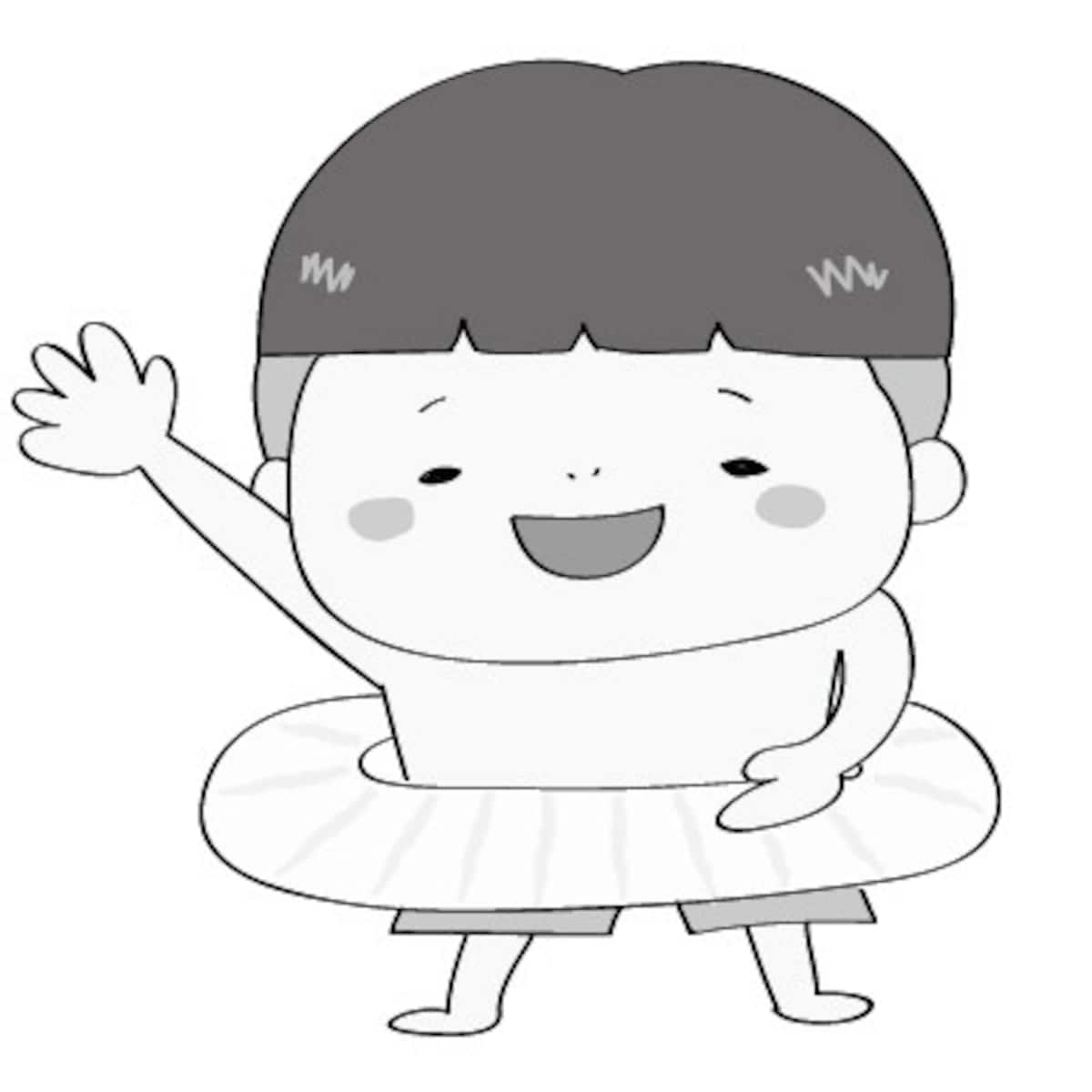 夏　イラスト　かわいい　フリー　無料　水着　男の子　白黒