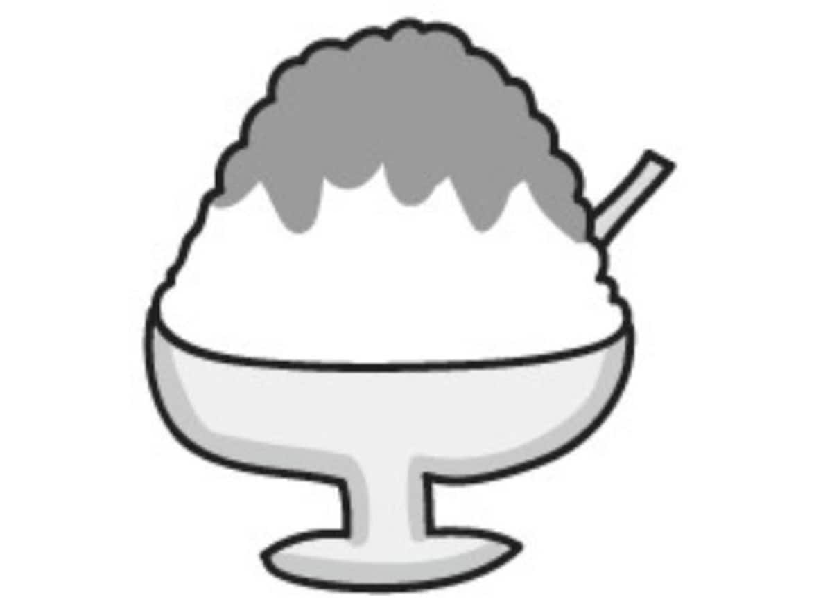 夏　イラスト　かわいい　フリー　無料　かき氷　白黒