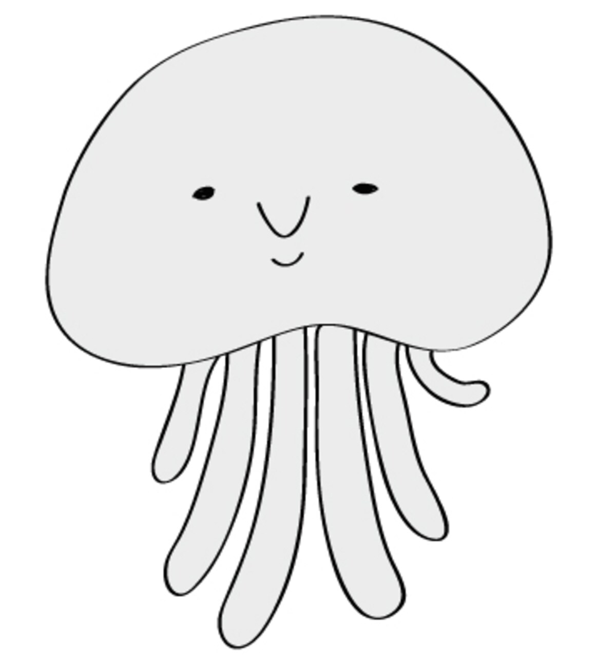 モノクロ　クラゲ　夏　イラスト　フリー　かわいい