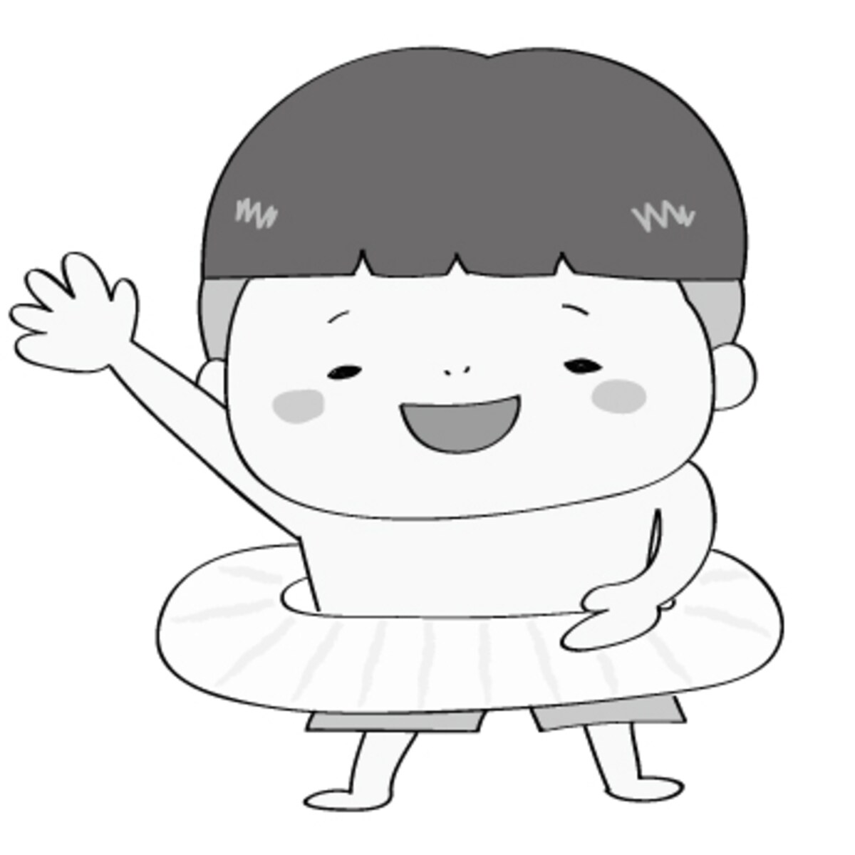 モノクロ　水着　男の子　　夏　イラスト　フリー　かわいい