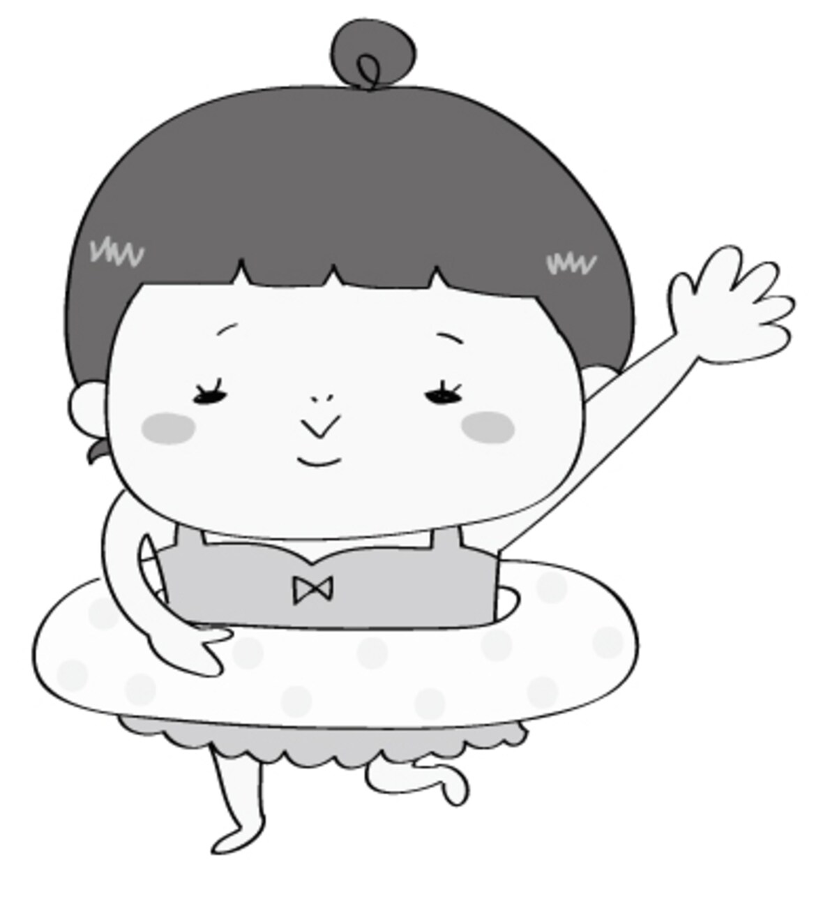 モノクロ　水着　女の子　夏　イラスト　フリー　かわいい
