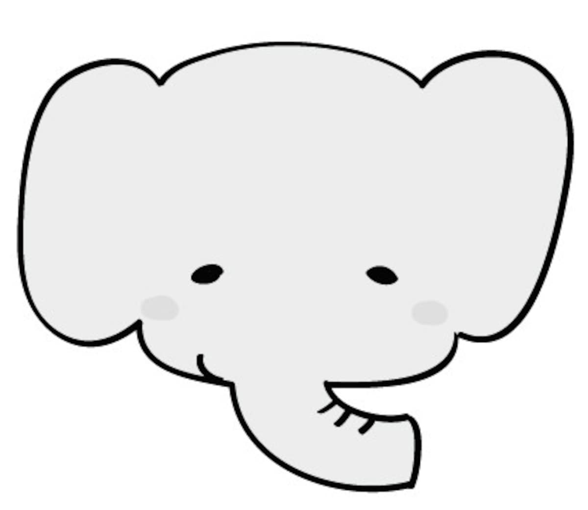 ぞう　動物　イラスト　白黒　かわいい