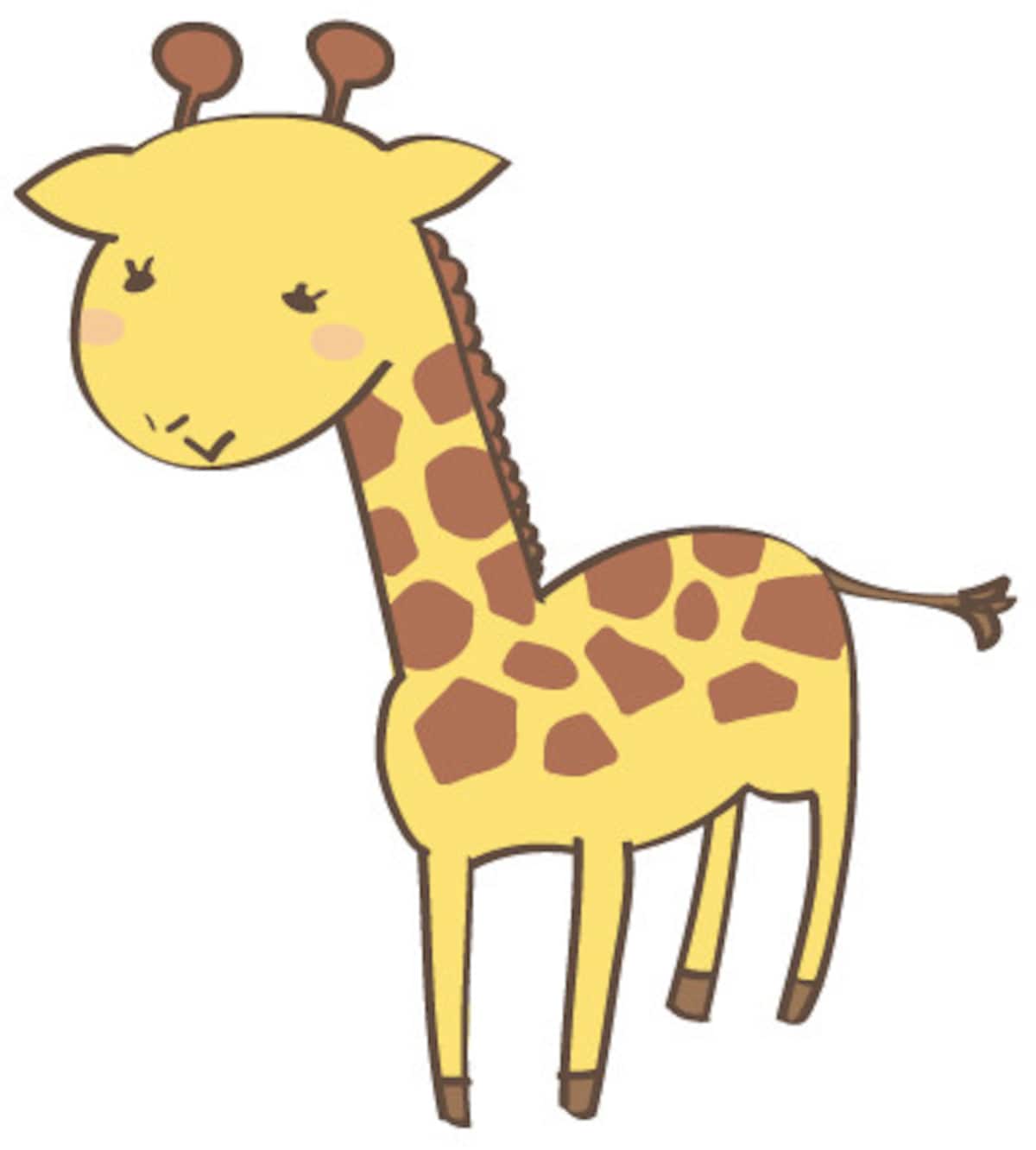 キリン　動物　イラスト　カラー　かわいい