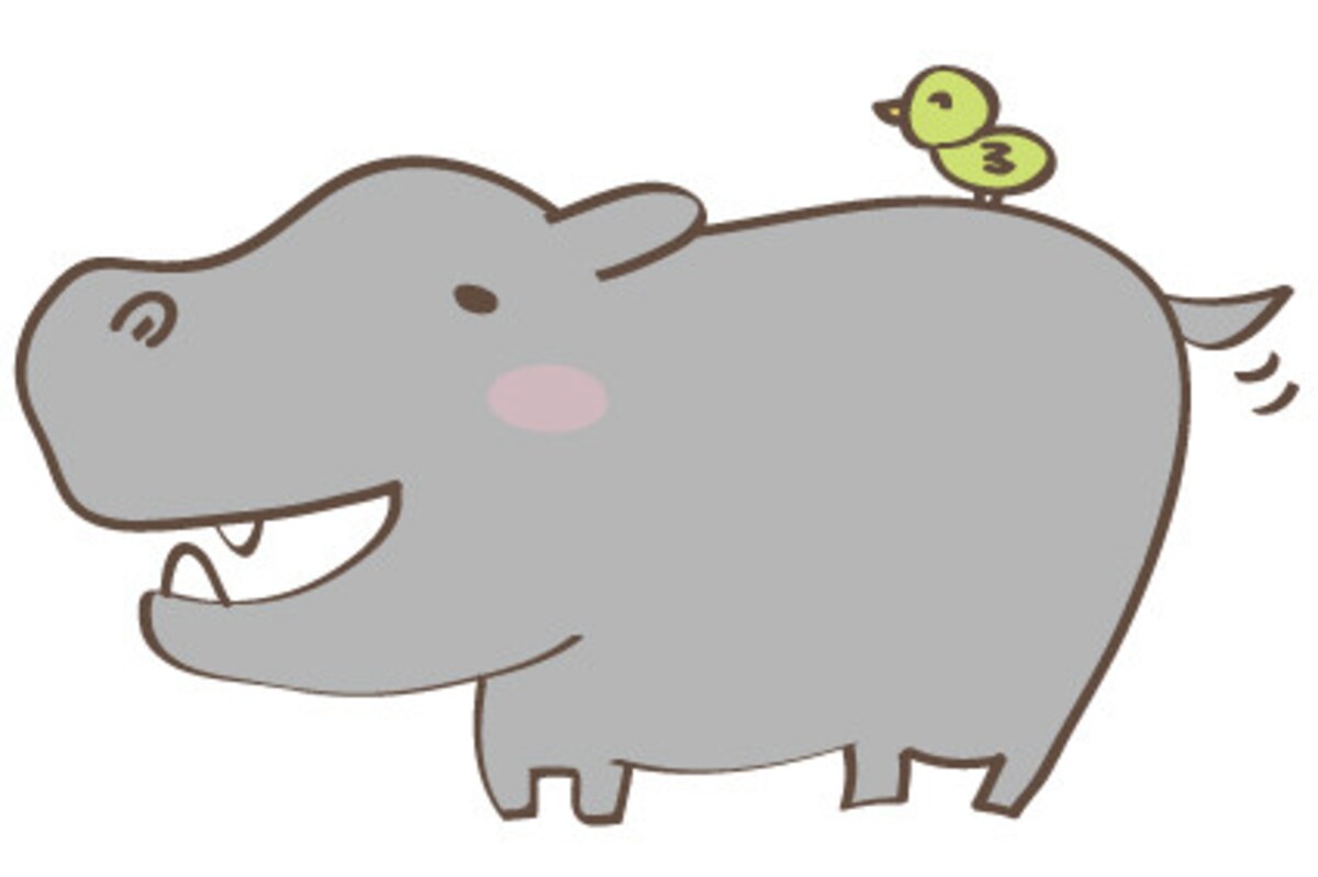 カバ　動物　イラスト　カラー　かわいい