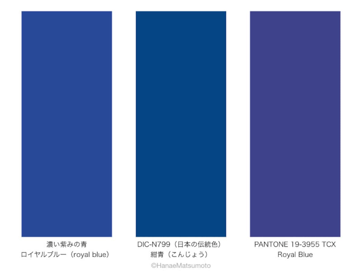 色見本に掲載されているロイヤルブルーの例
