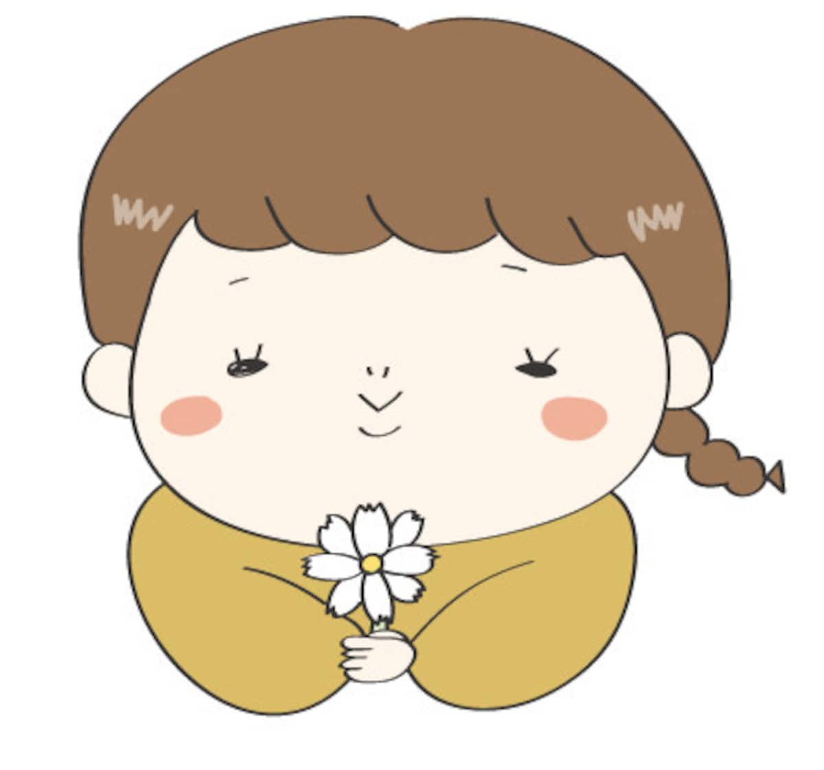 秋　イラスト　女の子　カラー　かわいい　コスモス