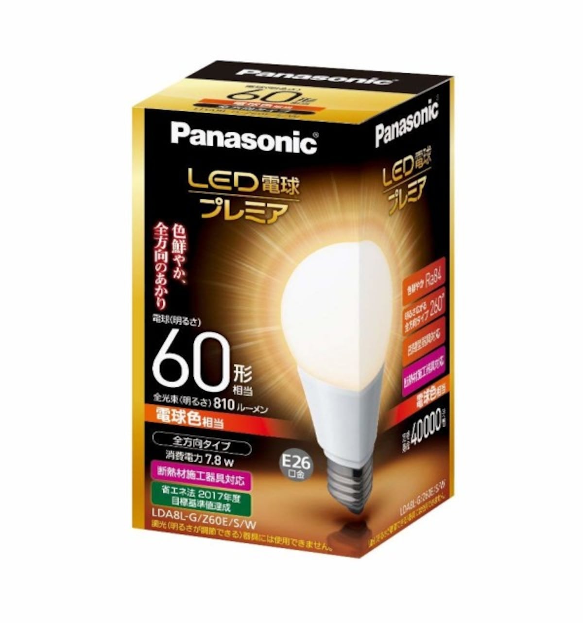 パナソニック LED電球 プレミア 口金直径26mm 電球60W形相当 電球色相当(7.8W) 一般電球・全方向タイプ