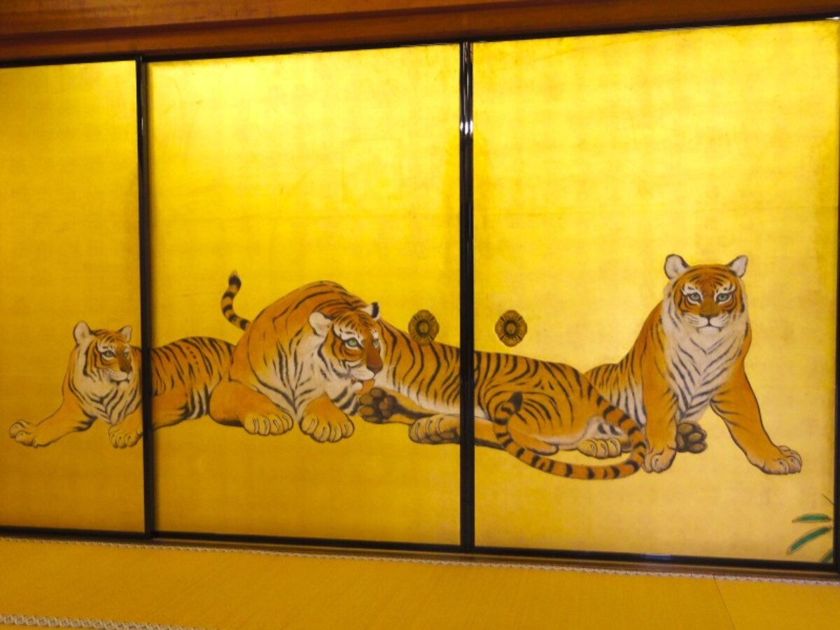 虎の襖絵の一部　※撮影禁止（特別に許可を得て撮影）