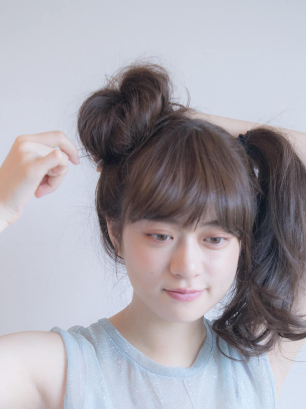 アメピンでしっかり固定してから、Uピンでふんわり留める