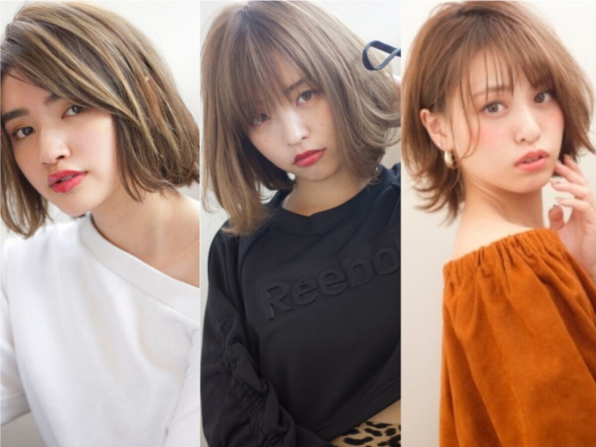 左から切りっぱなしボブ、前下りボブ、前上がりボブ