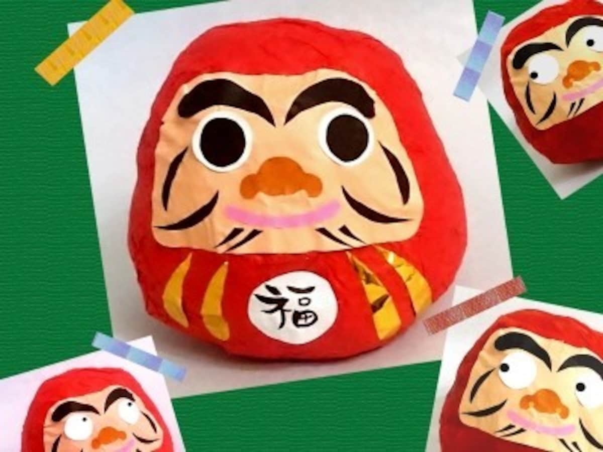 お正月工作・製作 新聞紙をまるめて作るオリジナルだるま