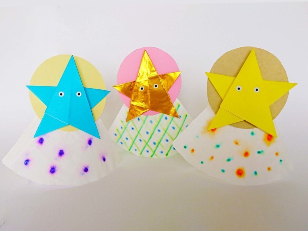 折り紙1枚で作る星で「星の精」を七夕工作・製作・手作り