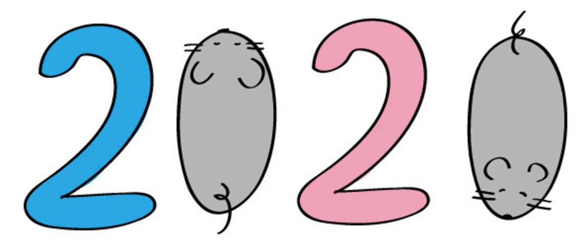 年賀状,2020,ねずみ,子,イラスト,無料