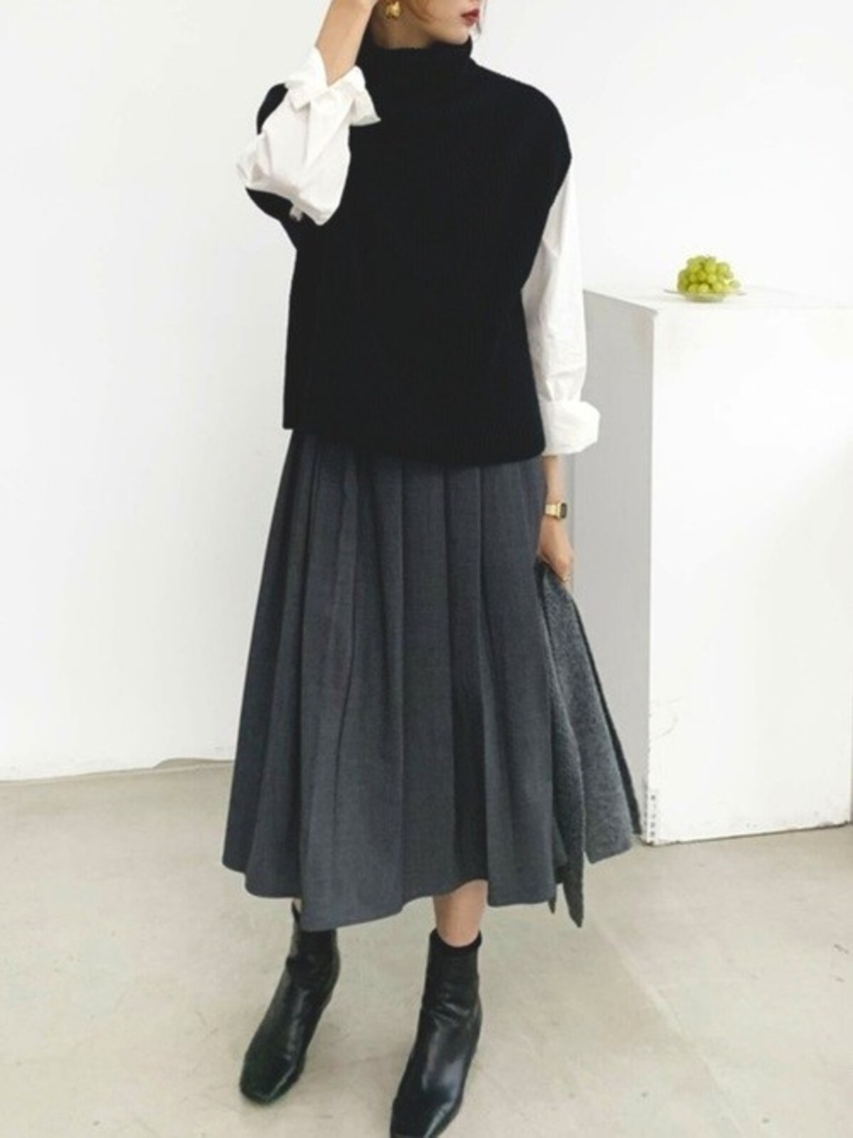 長めスカートと合わせてもバランスよし　出典：WEAR