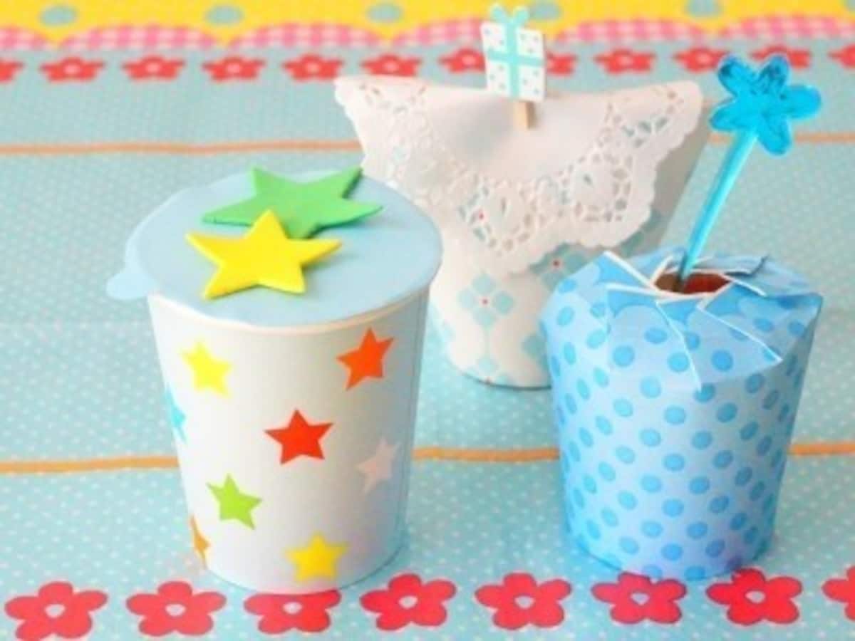 バレンタインラッピング手作り 紙コップの簡単かわいい容器