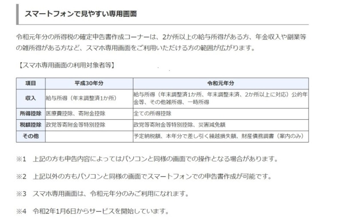 拡充されたスマホでの確定申告対応パターン　（出典：国税庁）