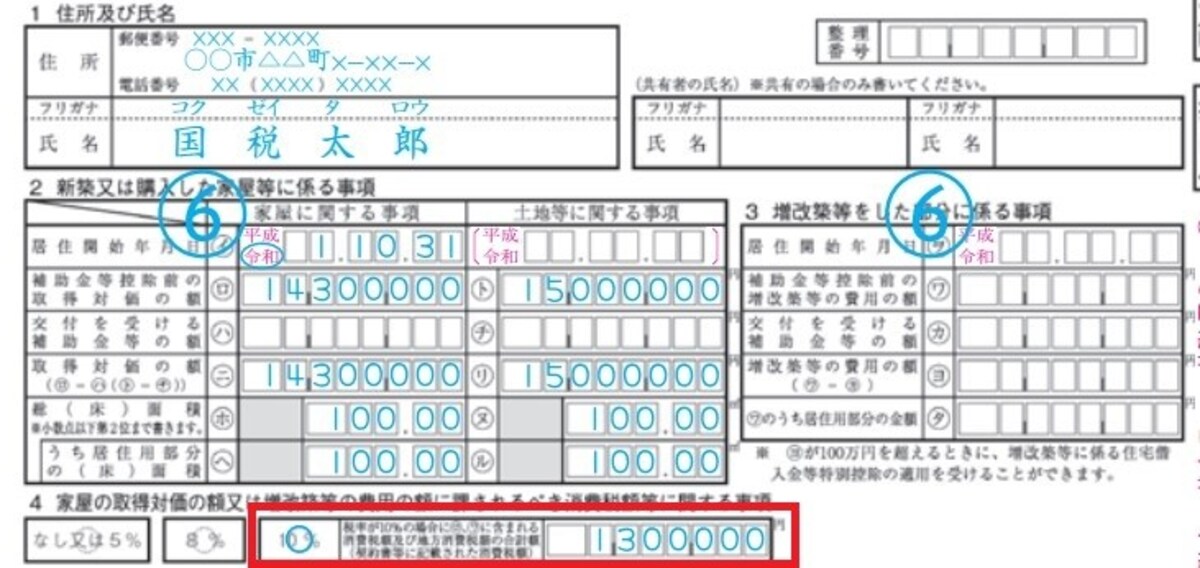 家屋に含まれている消費税率をきちんと記載しましょう　（出典：国税庁資料より）