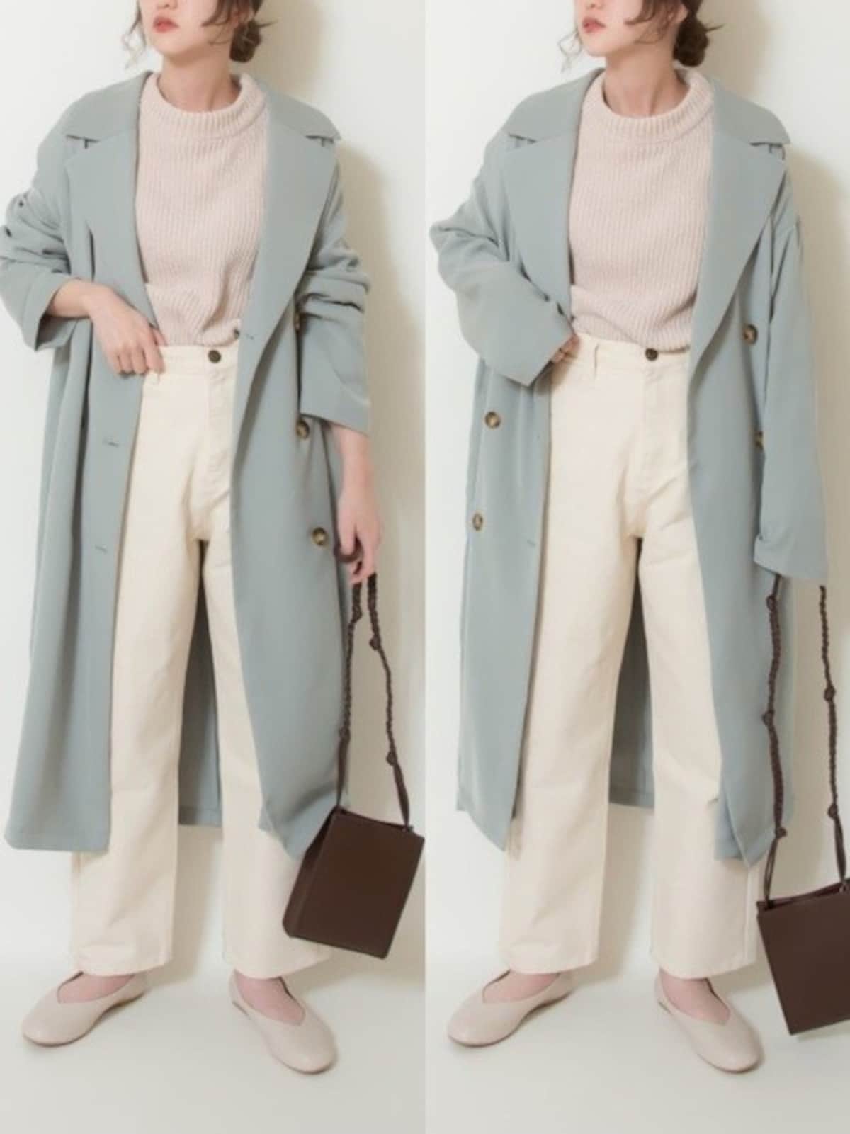 あったか素材で、白やベージュの淡カラー服は春まで大活躍　出典：WEAR