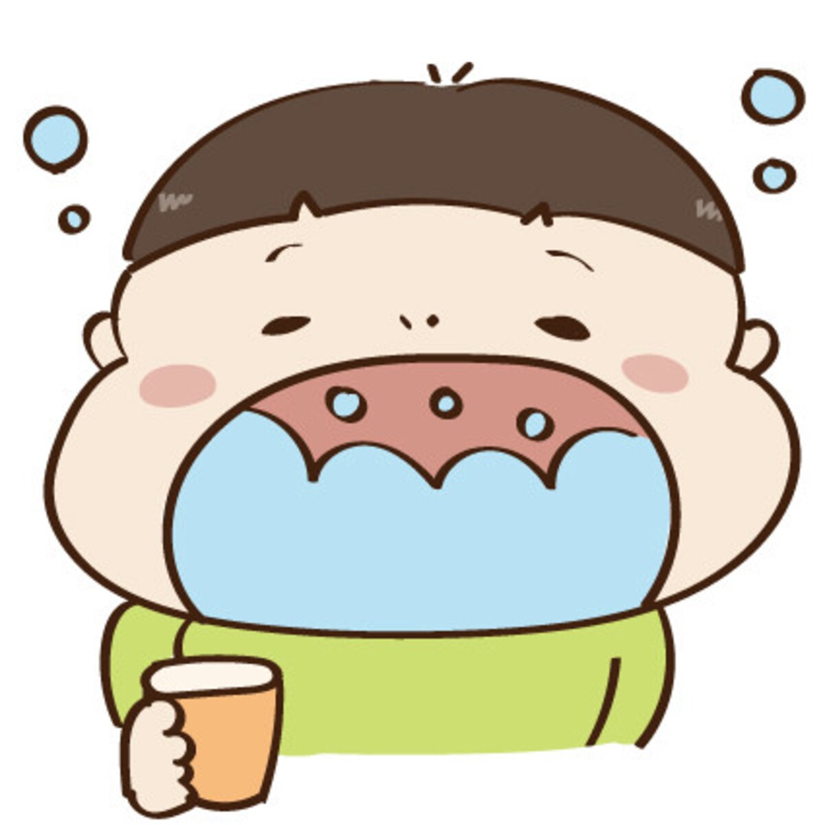 イラスト　うがい　男の子　無料　カラー