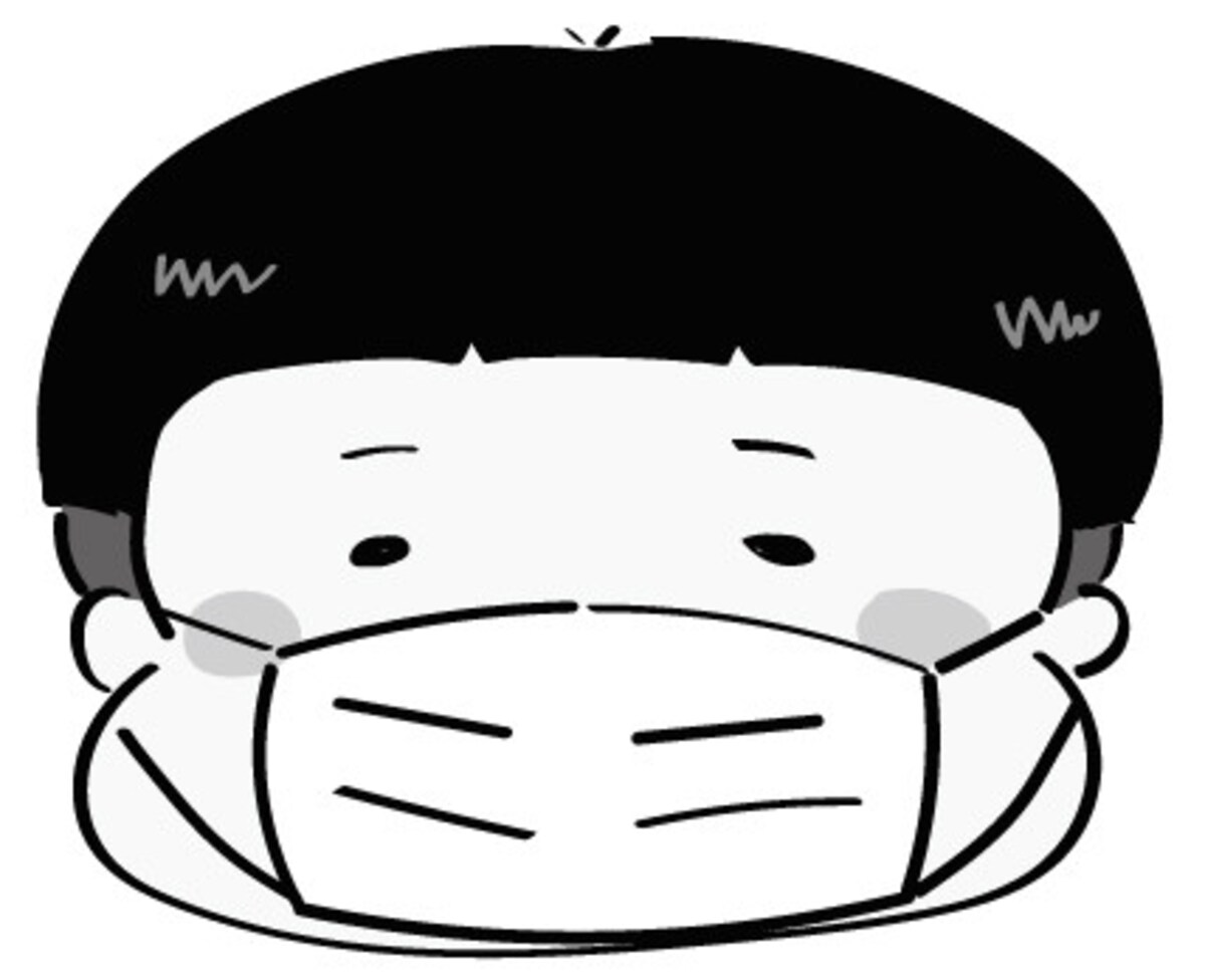 イラスト　マスク　男の子　無料　白黒