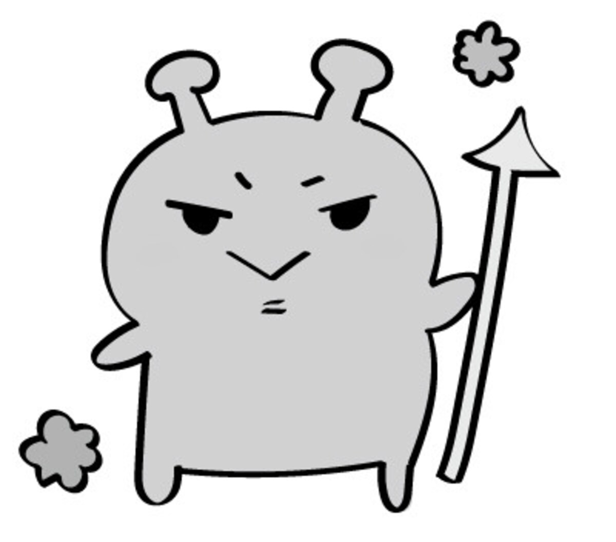 イラスト バイ菌　細菌　ウィルス　風邪　無料　白黒