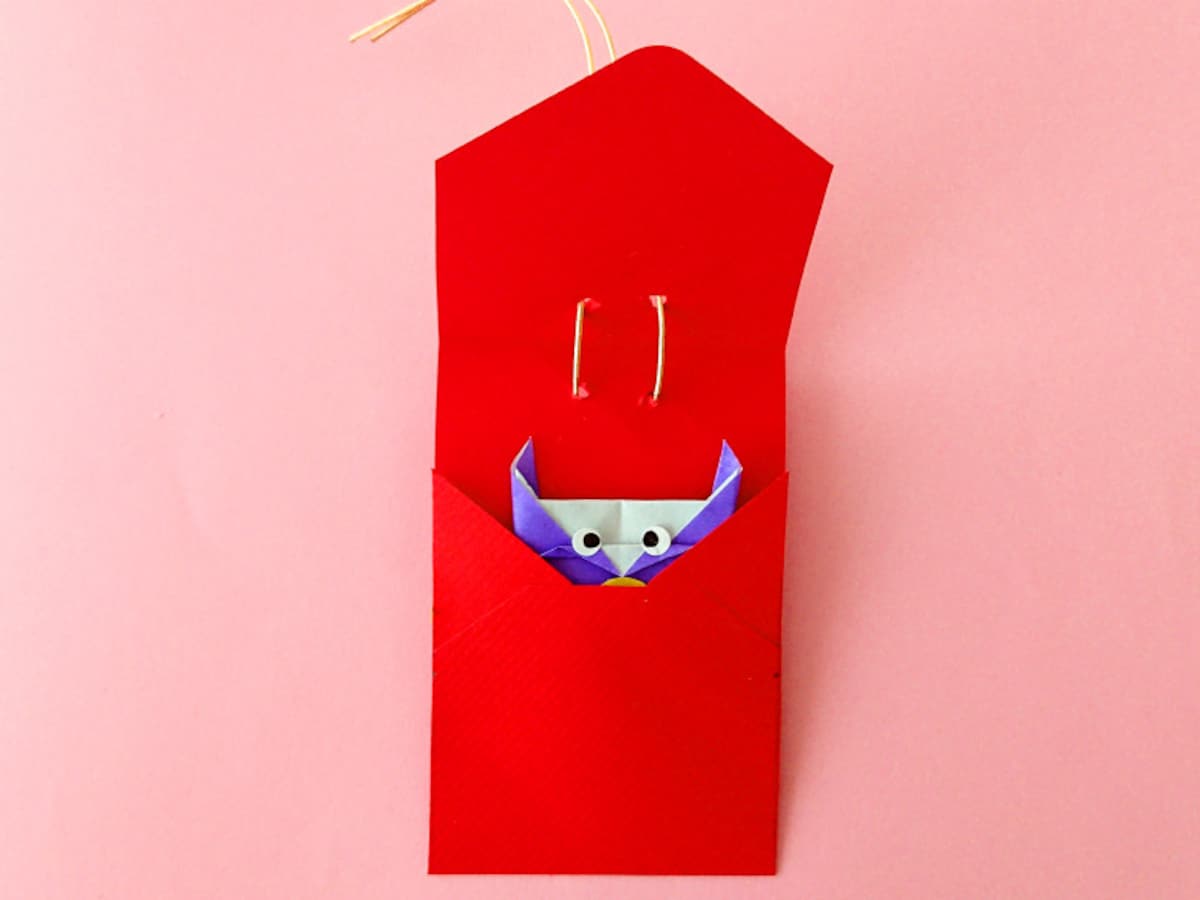 折り紙フクロウを手作り,お守りにして敬老の日にプレゼント