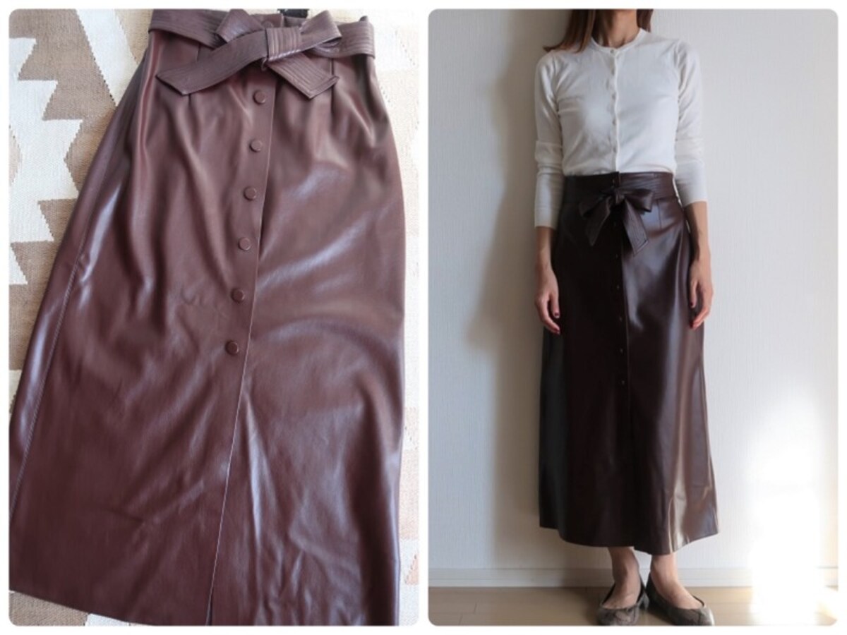 トレンド感だけではなくシルエットもきれいなレザー調スカートならZARA！