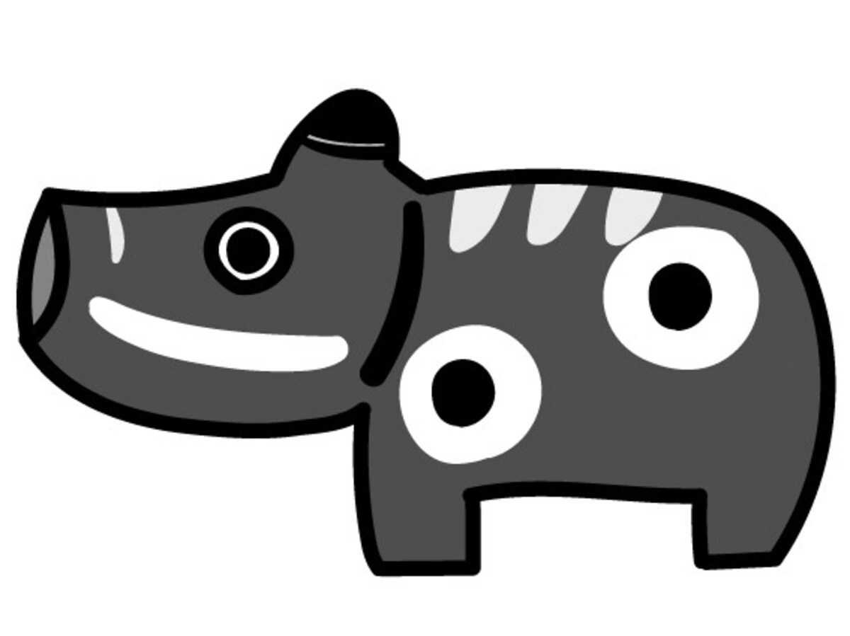 うし　牛　ウシ　イラスト　年賀状　2021 干支　無料　フリー　赤べこ　かわいい 白黒        