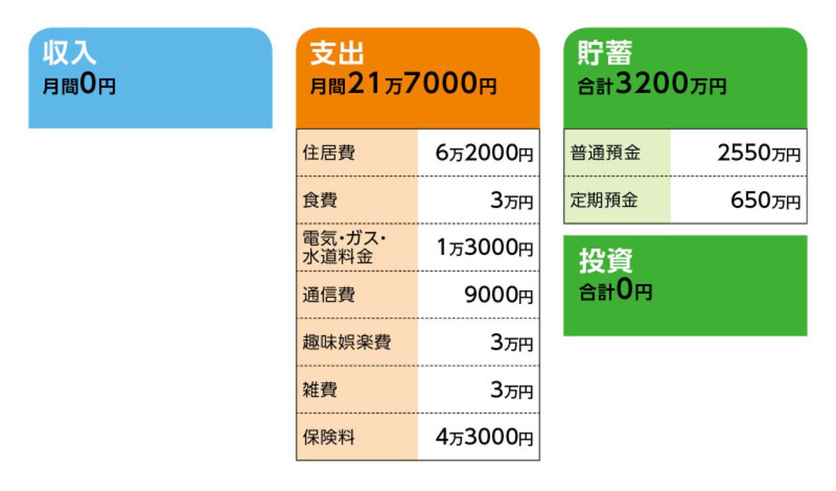 相談者「働きたいけどコロナが怖い」さんの家計収支データ