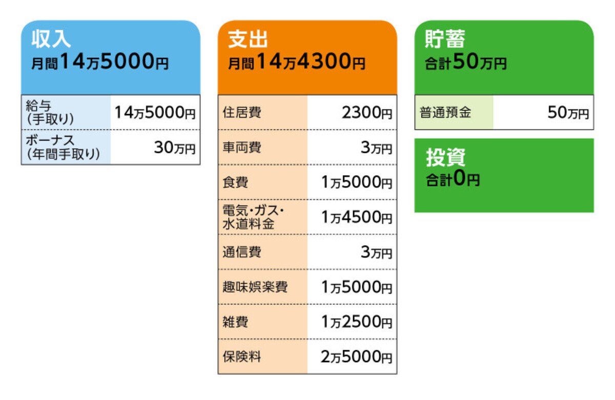 相談者「いぬ大好き」さんの家計収支データ