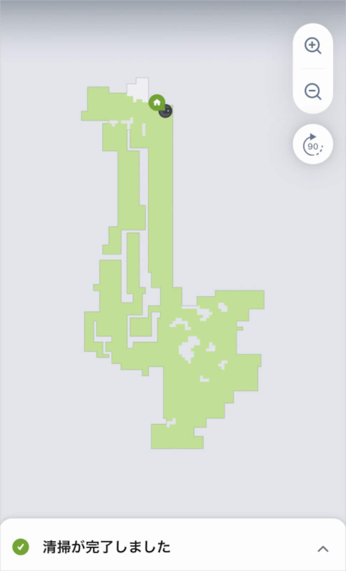 スマートフォンのアプリで清掃履歴が確認できる「Clean Mapレポート機能」も。部屋の間取りを驚くほど正確に把握していてびっくりします