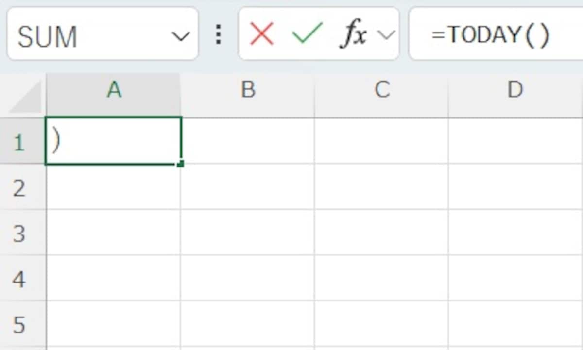 TODAY関数の使い方