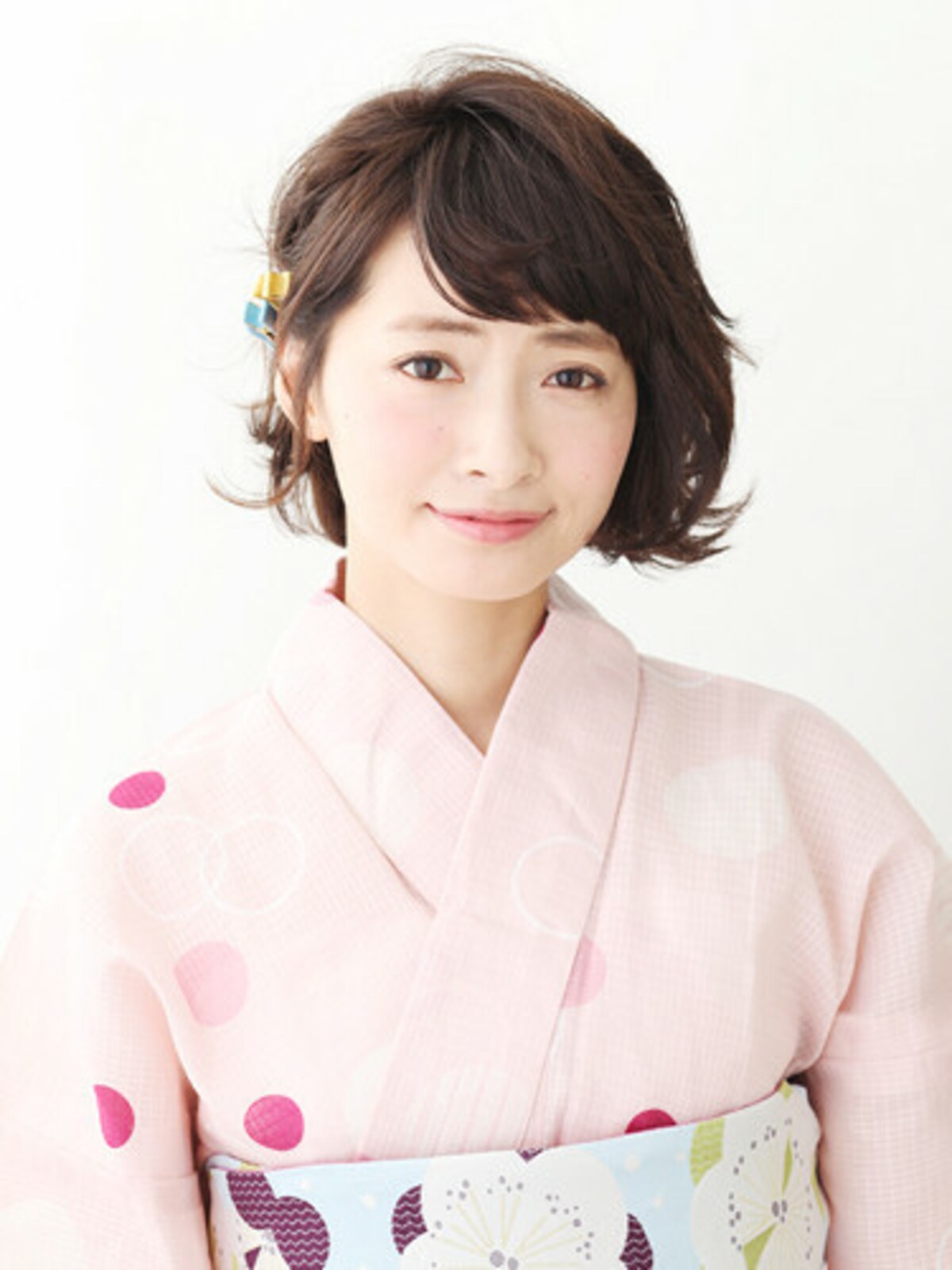 浴衣でのショートヘアに！くしゅっとした髪型