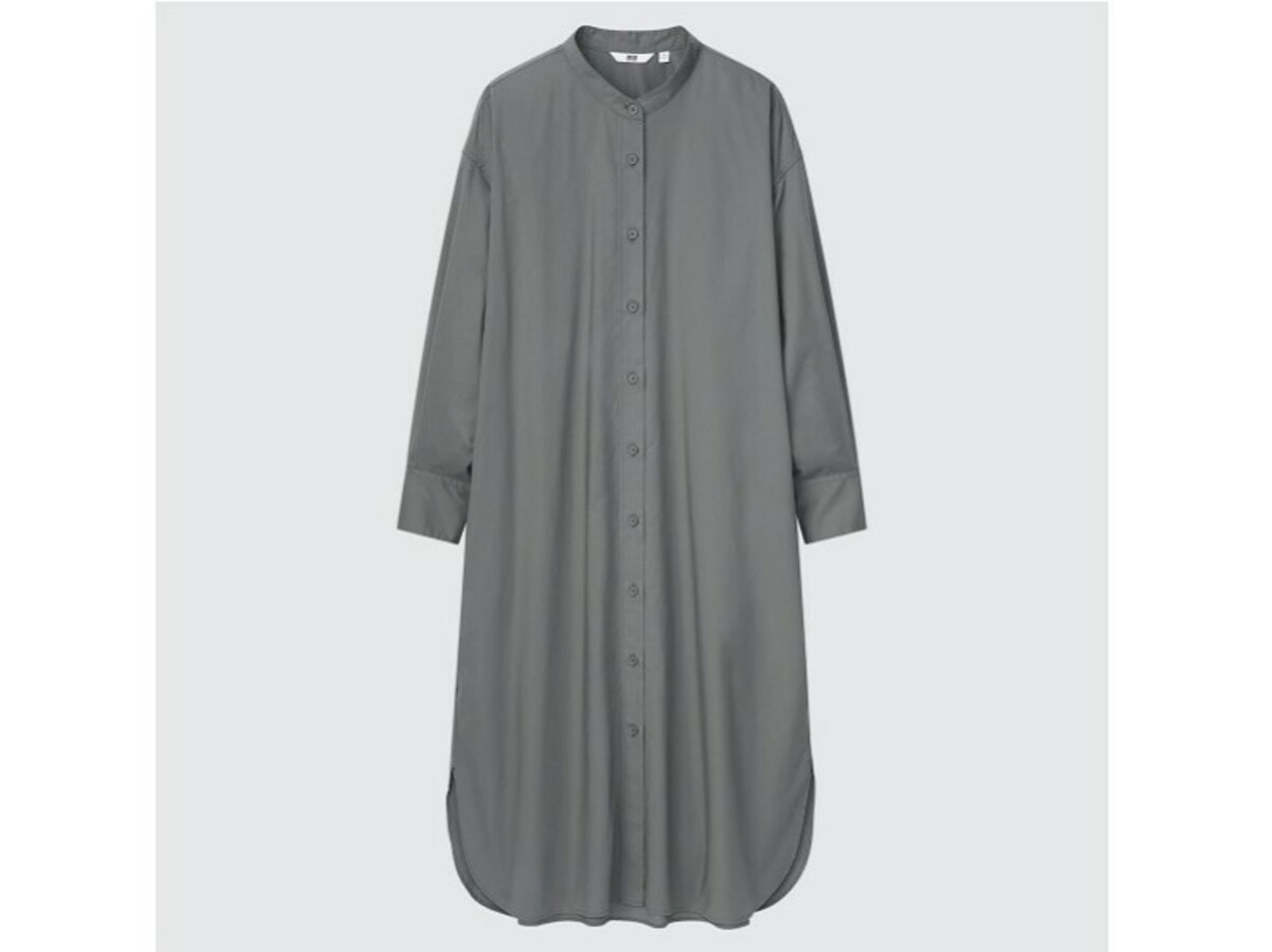 ユニクロ　コットンギャザーロングシャツワンピース　3990円（税込）