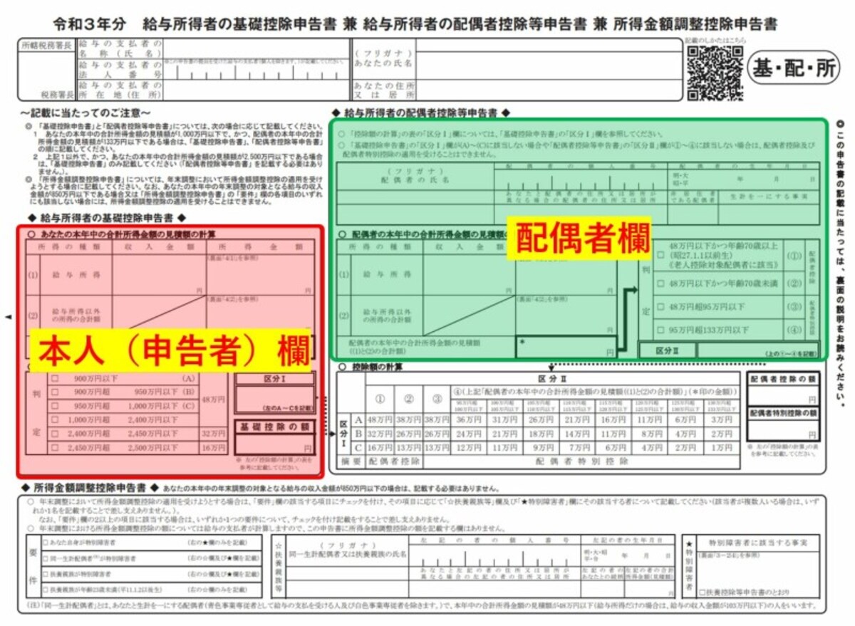 配偶者控除,配偶者特別控除,基礎控除