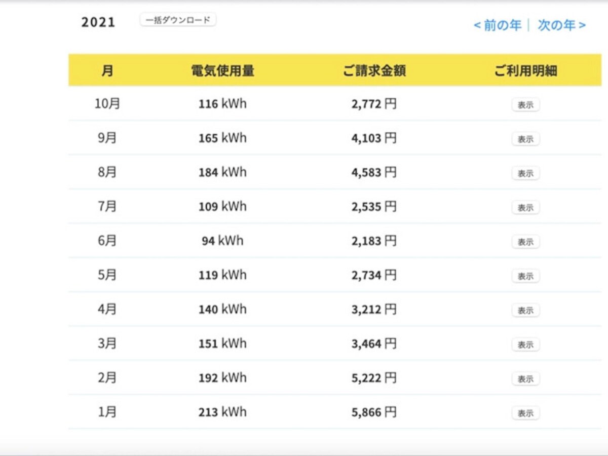 2021年電気代