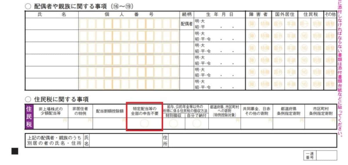 住民税申告不要欄が新設された確定申告書A様式　（出典：国税庁資料　筆者一部加工）