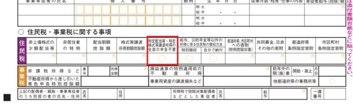 住民税申告不要欄が新設された確定申告書B様式　（出典：国税庁資料　筆者一部加工）