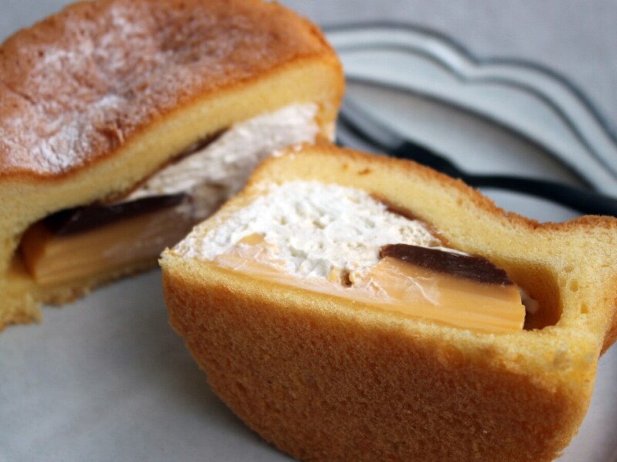 パンケーキにプリン入れちゃいました！