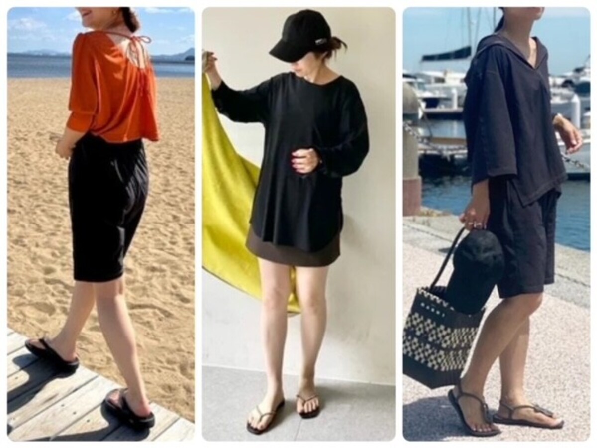子どもの水遊び時にもおすすめ！ アラフォー女性におすすめな水際ママコーデ