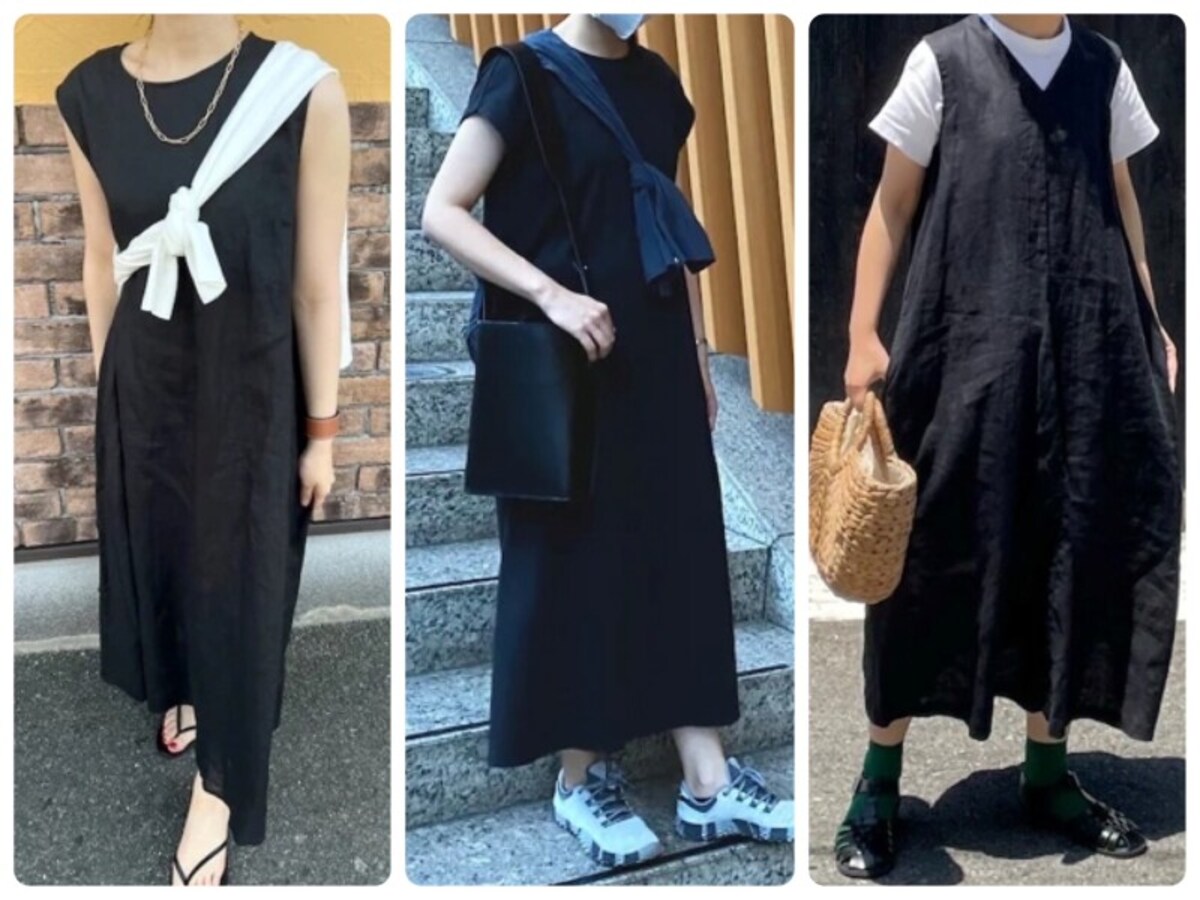 大人の女性が着たい黒のロングワンピースは無印良品にあった！