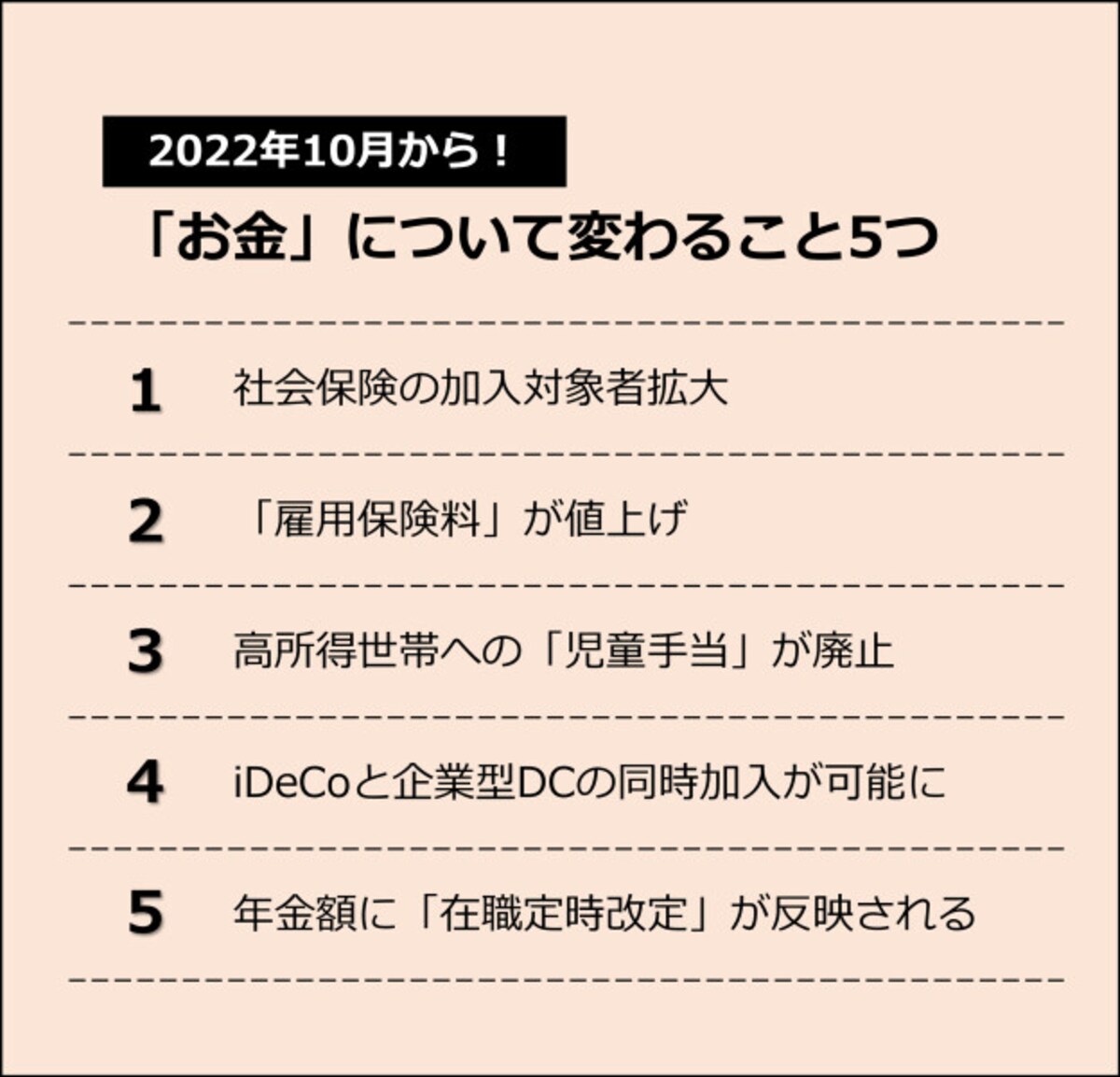 10月から変わる5つの制度