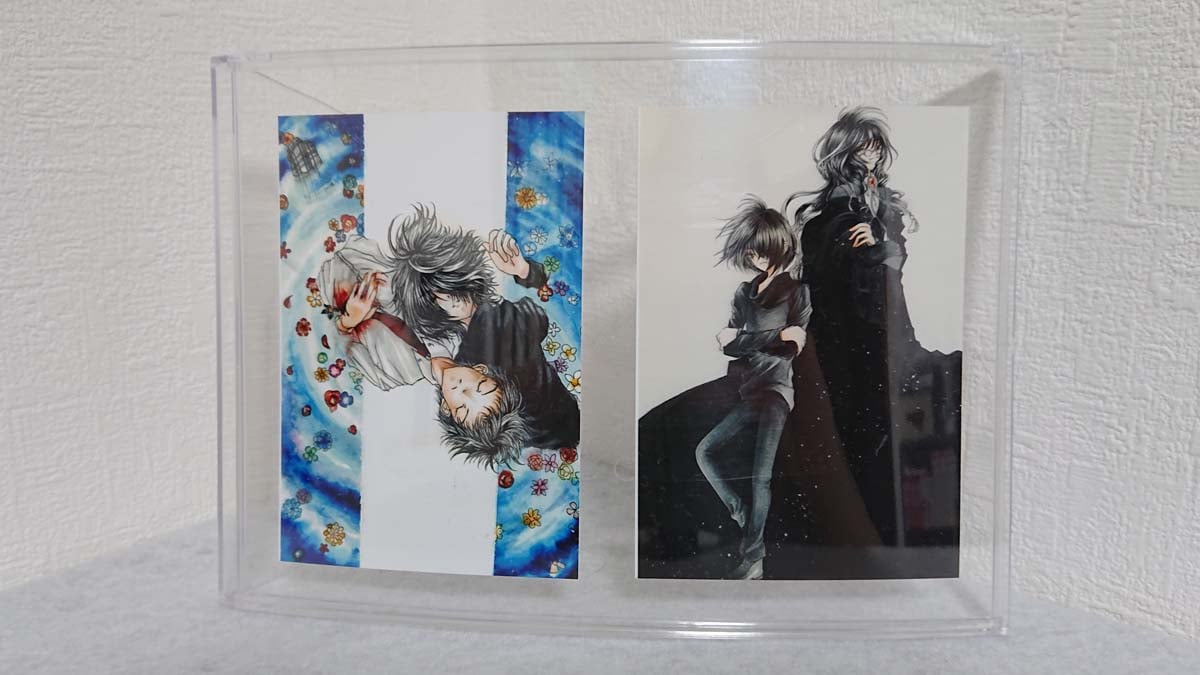 セリアの「A5カーブスタンド」推し絵師さんのネットプリント2枚を入れてみた