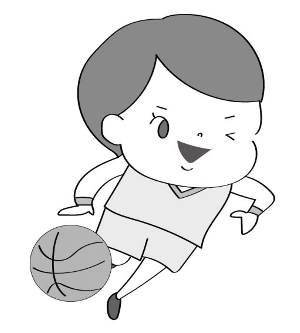 イラスト,無料,球技,バスケットボール,スポーツ,部活動,習い事,モノクロ