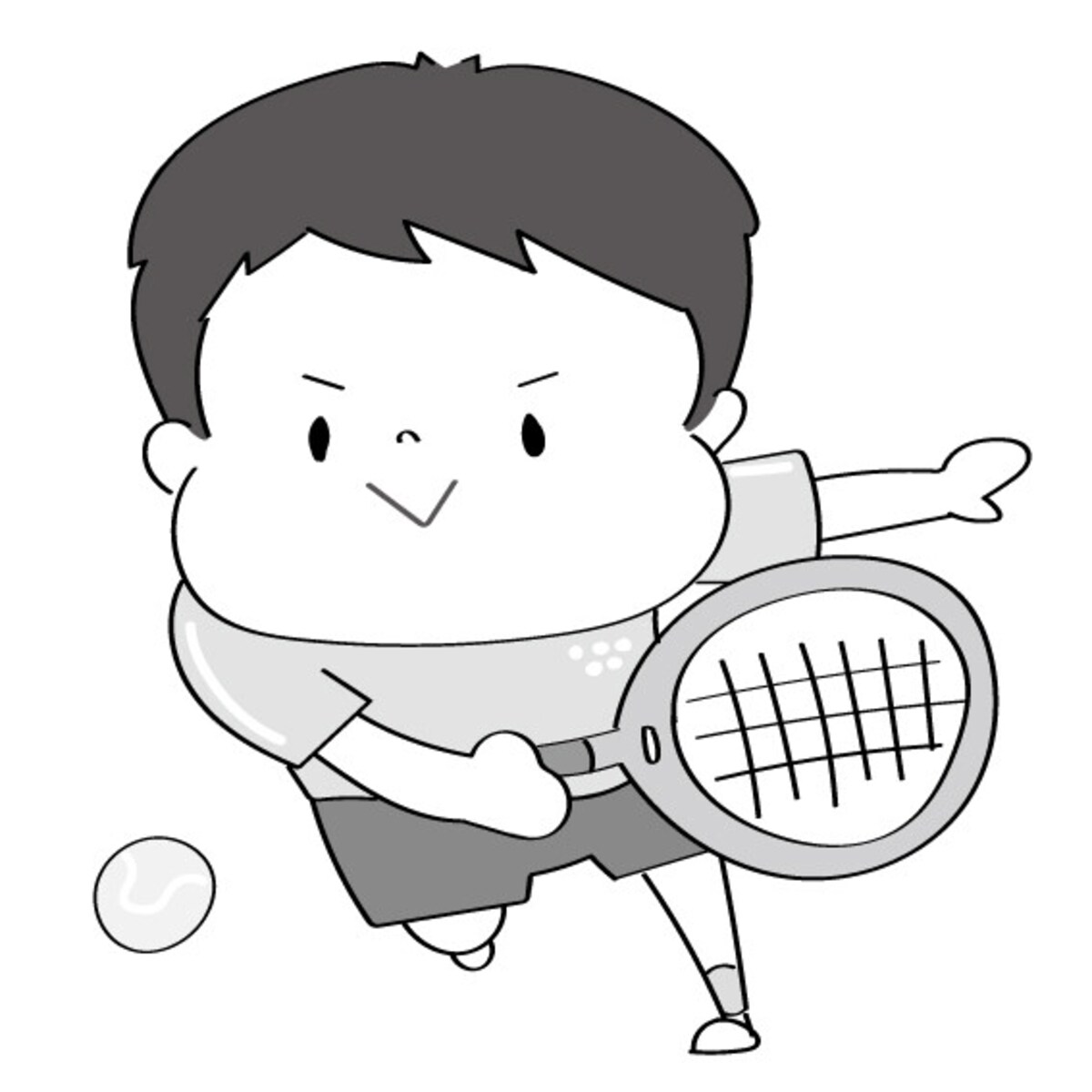 イラスト,無料,球技,テニス,スポーツ,部活動,習い事,モノクロ