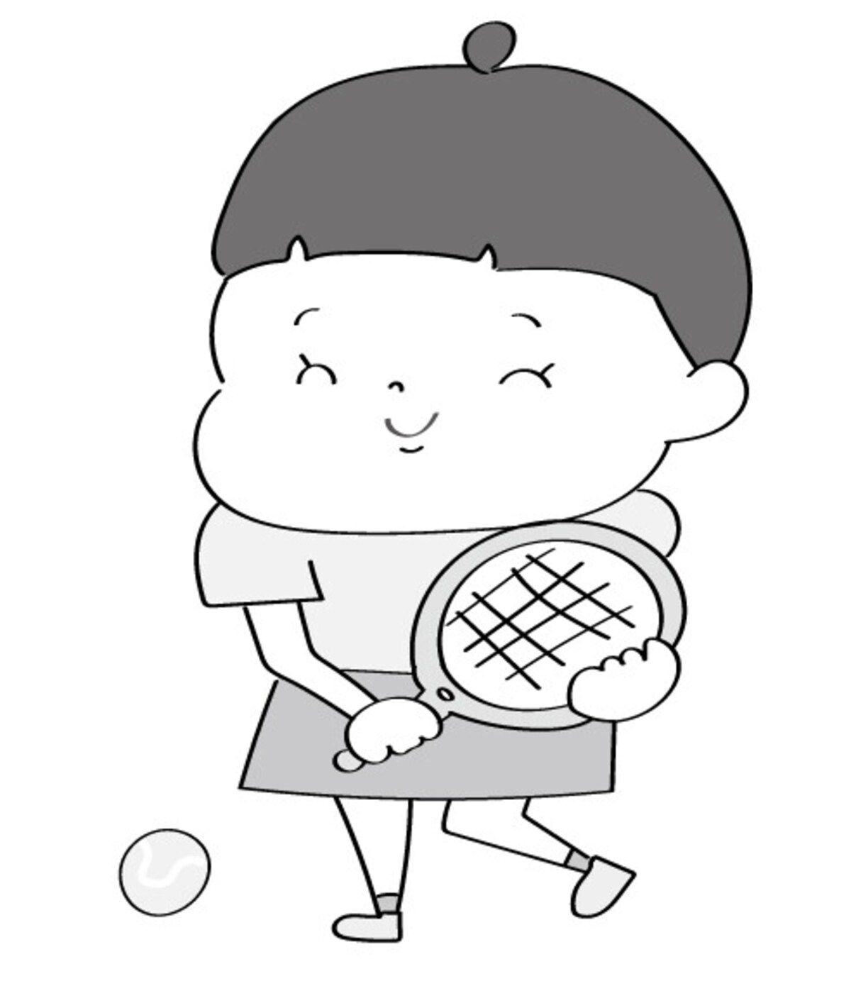 イラスト,無料,球技,テニス,スポーツ,部活動,習い事,モノクロ