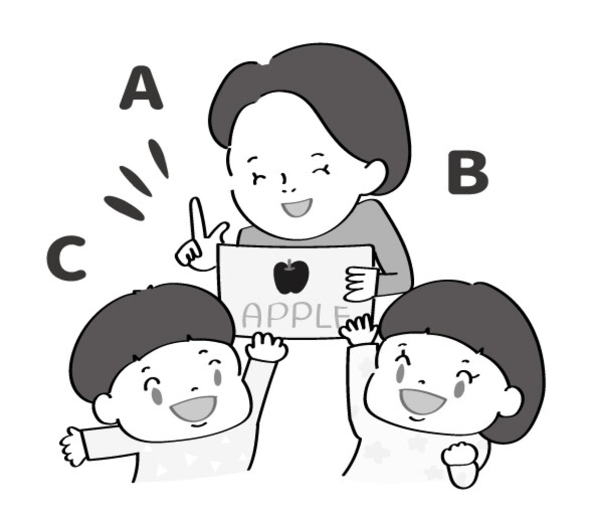 イラスト,無料,英語,語学,英語教室,スクール,習い事,モノクロ