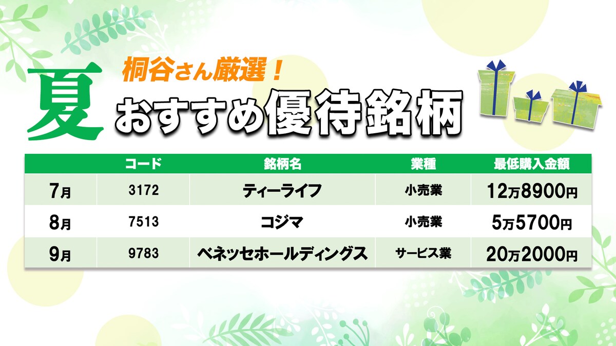 夏のおすすめの優待銘柄