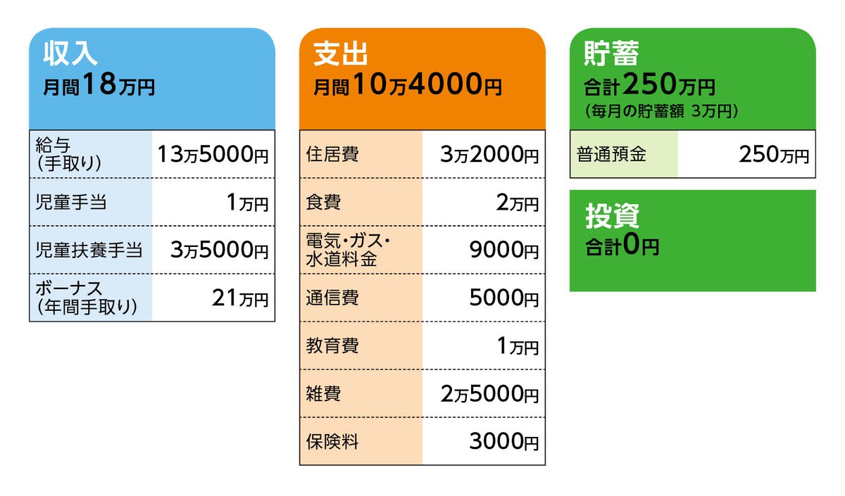 相談者「いか」さんの家計収支データ